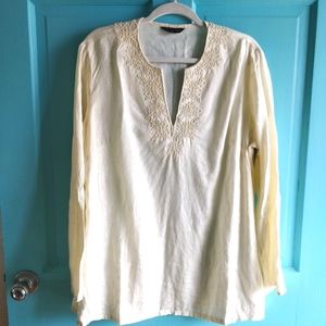 🔥B2G1 Land's End Linen Tunic w Beaded Details